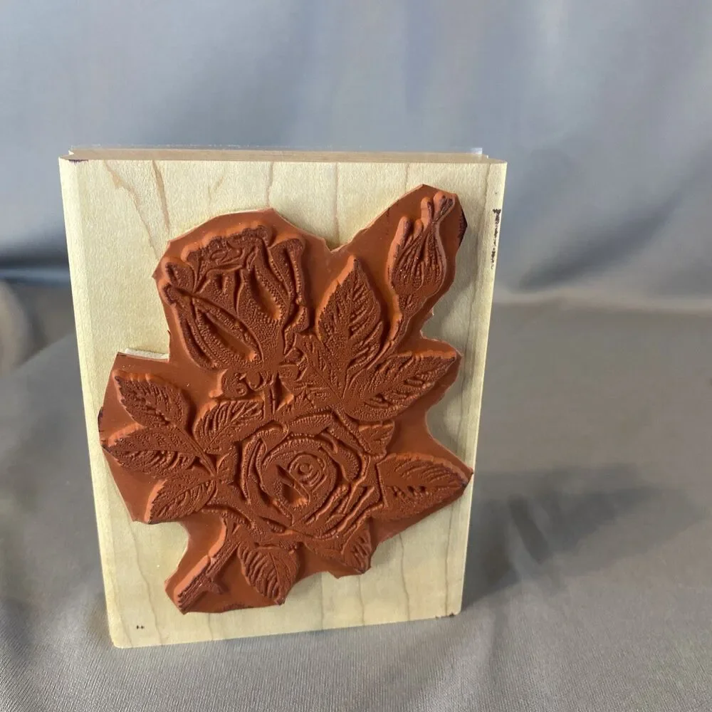 Stampin Up! Wood Rubber Stamp STIPPLE ROSE 2002 Vintage